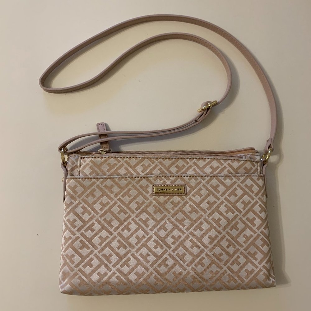 Tommy Hilfiger Light Pink and White Cross Body Bag